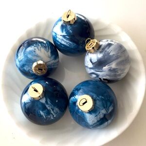 Vintage Christmas Holiday glass ornaments decorations handmade Hanukkah blue vtg